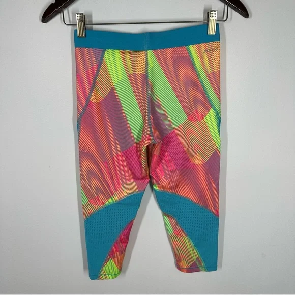 Nike Pro Girls 3/4 Length Training Tights XL Neon - Picture 5 of 5